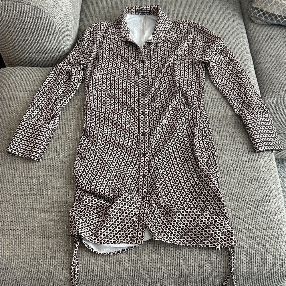 Fashion Nova Black and White Patterned Trench Coat